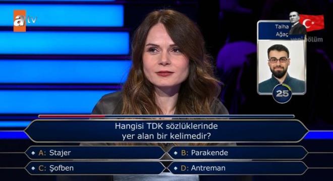 1 deil 2 deil tam 3 joker hakkn da bu soru iin kullanan yarmac, hem seyircilerden hem telefon ucundaki jokerinden hem de yar yarya joker hakkndan faydaland.