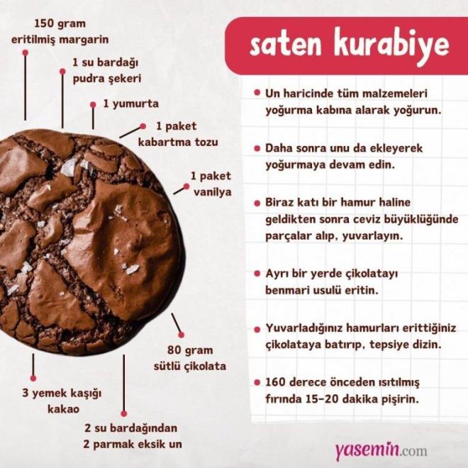 Adn przsz ve hafif dokusundan alan nefis bir kurabiye hazrlamaya ne dersiniz? Hem yapm kolay hem de misafirlerinizin beenisini kazanacak saten kurabiye arama motorunda en st sralara yerleti bile. ay saatlerinizin vazgeilmezi olacak saten kurabiyenin tm detaylar bugnk  yazmzda.