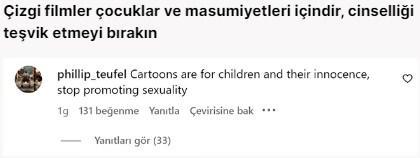 Paylama tepkiler  gibi byrken kimi kullanc "izgi filmler ocuklar ve masumiyetleri iindir, cinsellii tevik etmeyi brakn." yorumu yaparken kimi kullanc ise "Kardeim izgi film a ne hale geldi. Artk ocuk olmadm iin mutluyum." yorumlarn yapt.