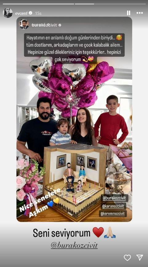 Fahriye Evcen'in yapt paylam alntlyan Burak zivit, "Nice senelere akm" notunu derek paylam yapt.