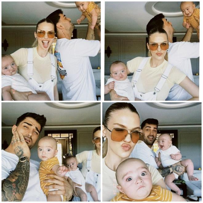 Ksa bir sre nce oullarnn yzn gsteren Tatlses ifti, ikizlerle sk sk objektif karsna geiyor.