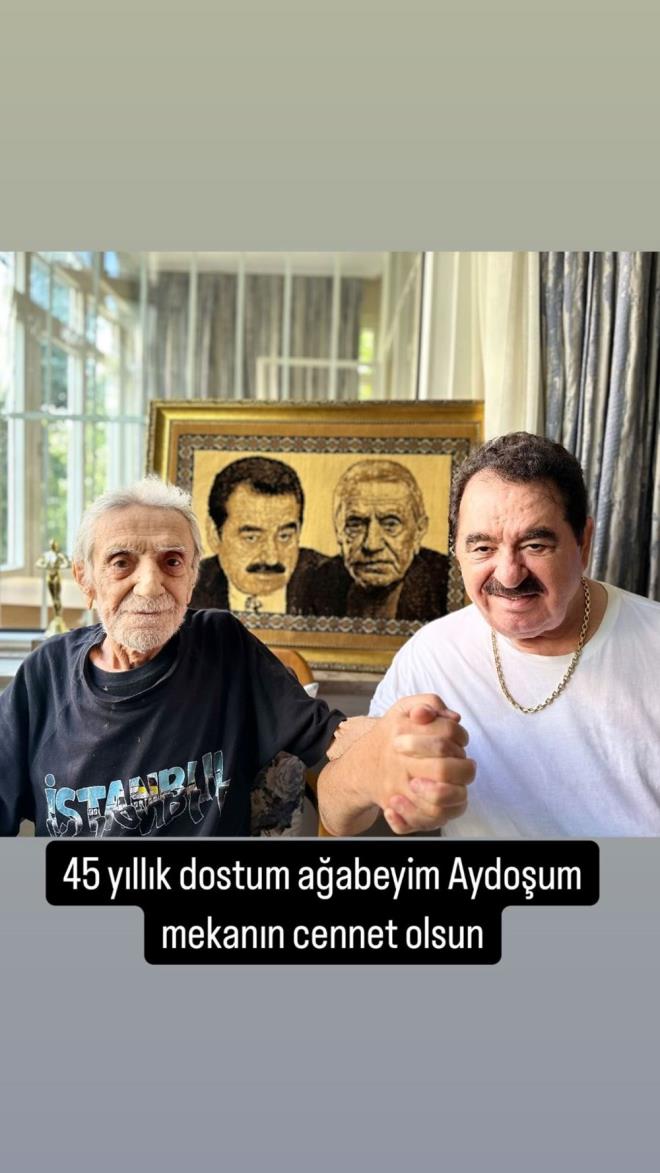 "45 YILLIK DOSTUM"    brahim Tatlses de yakn dostu Aydemir Akba'n vefat sonras zntsn "45 yllk dostum, aabeyim, Aydoum mekann cennet olsun" szleriyle dile getirdi.