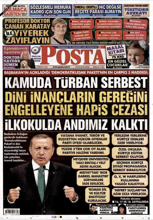 Gazetelerin demokratikleme paketi manetleri