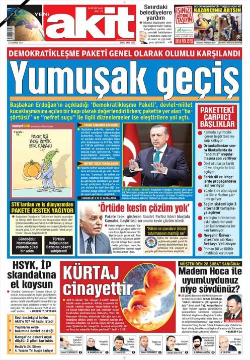 Gazetelerin demokratikleme paketi manetleri