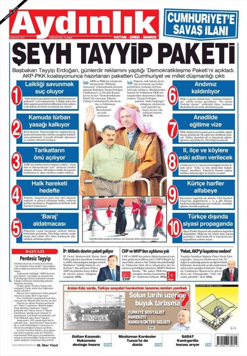 Gazetelerin demokratikleme paketi manetleri