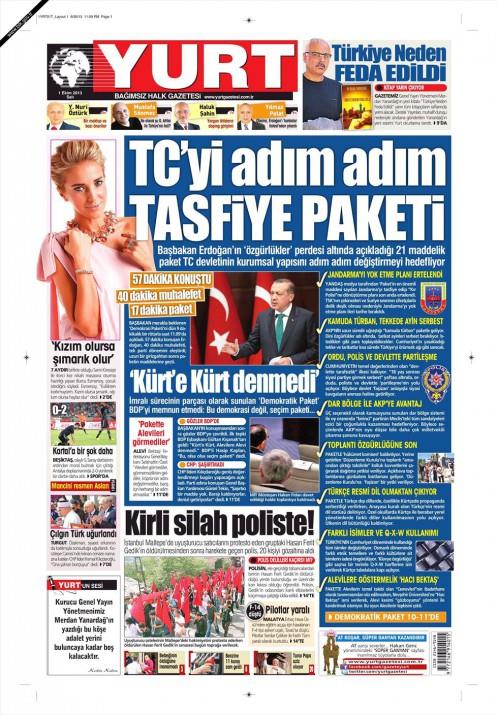 Gazetelerin demokratikleme paketi manetleri