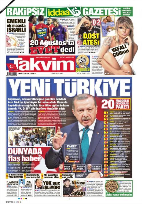 Gazetelerin demokratikleme paketi manetleri