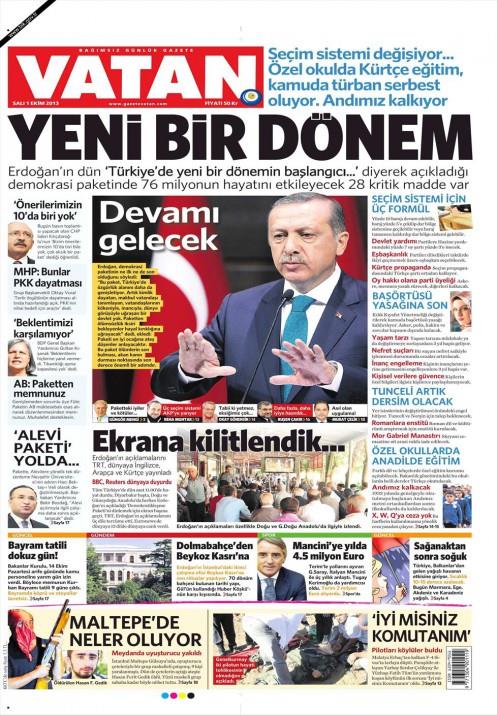 Gazetelerin demokratikleme paketi manetleri