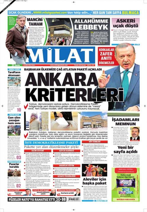 Gazetelerin demokratikleme paketi manetleri