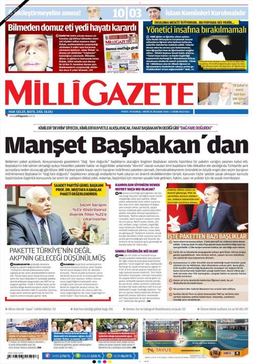 Gazetelerin demokratikleme paketi manetleri