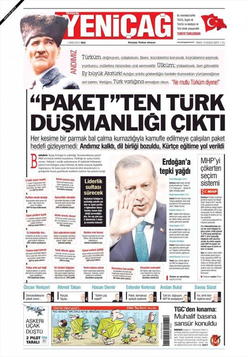 Gazetelerin demokratikleme paketi manetleri