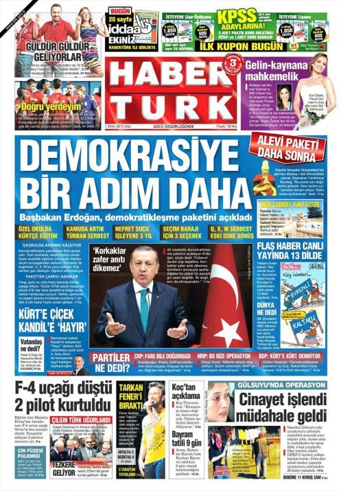 Gazetelerin demokratikleme paketi manetleri