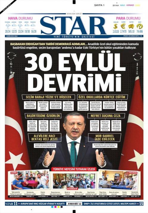 Gazetelerin demokratikleme paketi manetleri