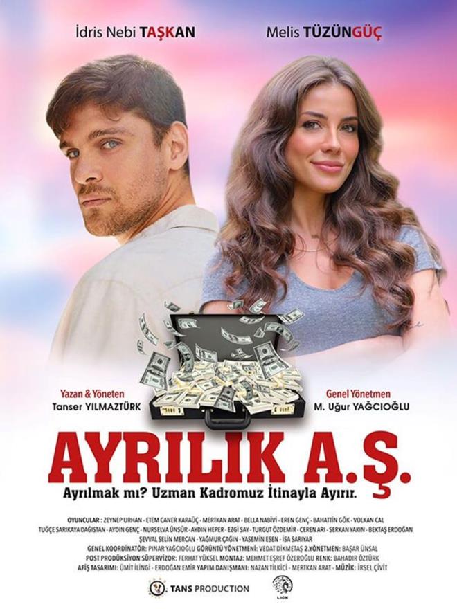 AYRILIK A..    Tanser Ylmaztrk'n ektii "Ayrlk A..", sevgililerinden ayrlmak isteyenlere "ayrma" hizmeti veren bir irket kuran bir grup arkadan hikayesini anlatyor.    Romantik komedi trndeki filmde dris Nebi Takan, Melis Tzng, Tanser Ylmaztrk, Zeynep Urhan ve Mertkan Arat rol ald.