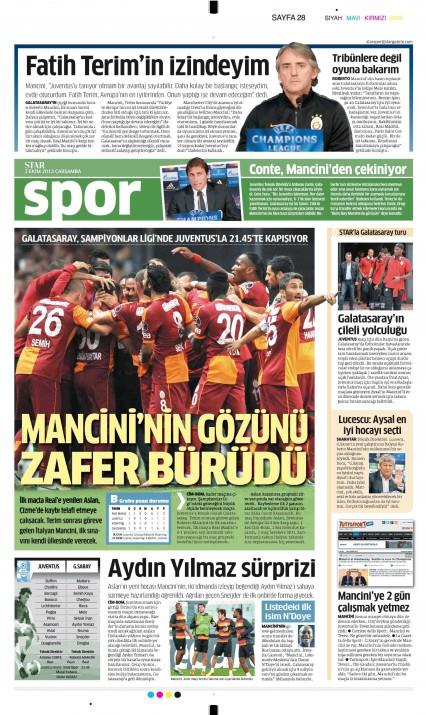 Gazete man�etlerinde Galatasaray