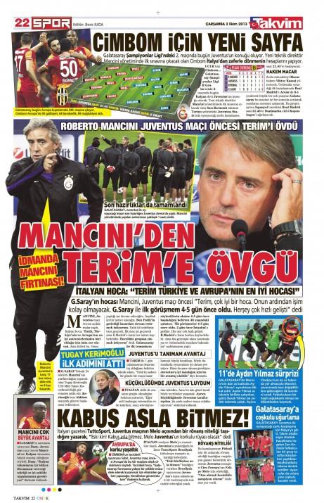 Gazete man�etlerinde Galatasaray