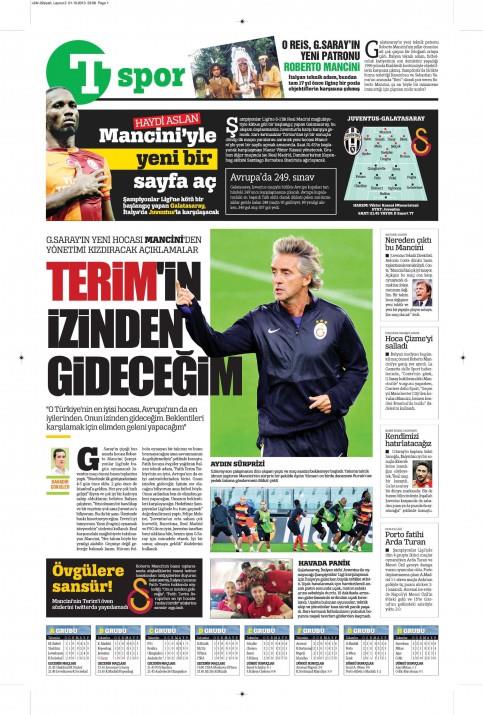 Gazete man�etlerinde Galatasaray