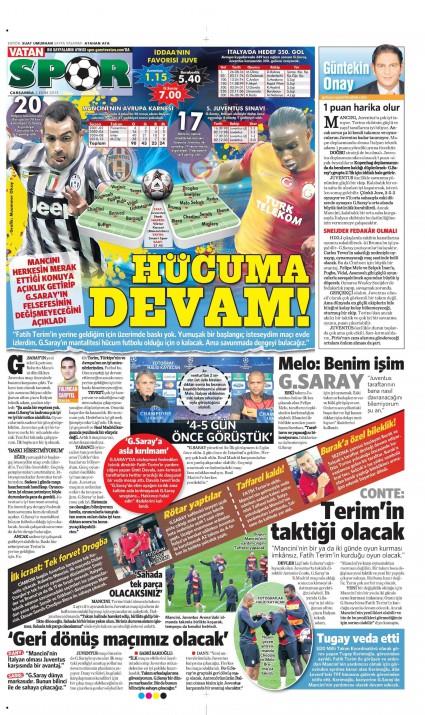 Gazete man�etlerinde Galatasaray