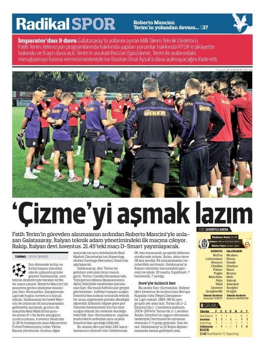 Gazete man�etlerinde Galatasaray
