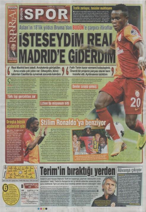 Gazete man�etlerinde Galatasaray