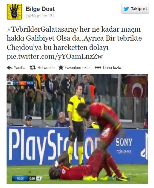 Galatasaray deplasmanda talyan devi Juventus ile 2-2 berabere kald. Matan sonra Twitter'da ma ile ilgili ilgin yorumlar geldi.