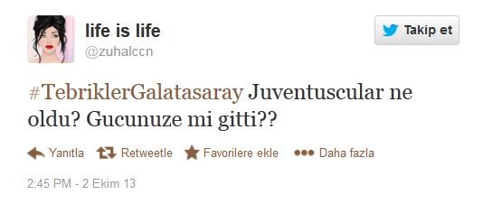 Galatasaray deplasmanda talyan devi Juventus ile 2-2 berabere kald. Matan sonra Twitter'da ma ile ilgili ilgin yorumlar geldi.