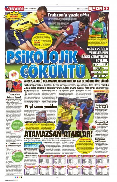 Gazetelerin spor manetleri