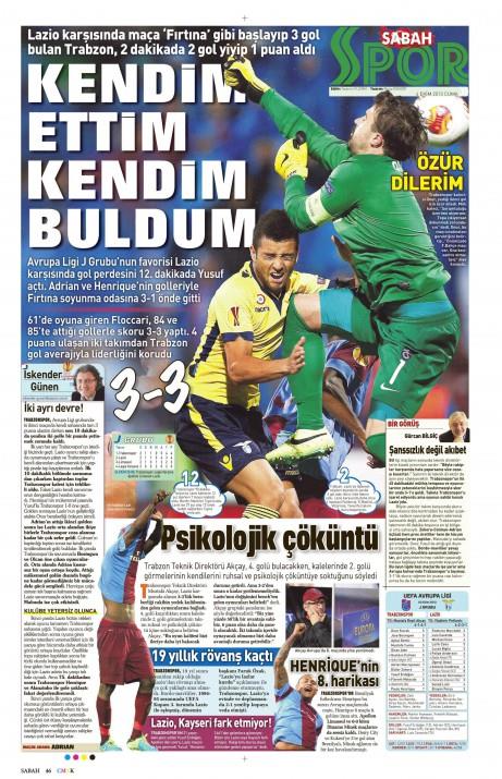 Gazetelerin spor manetleri