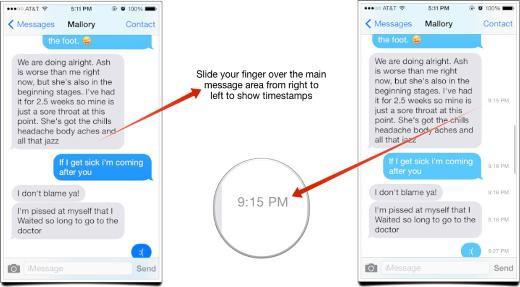 <p><b>Mesaj zaman</b></p>  Yazl mesajlarda ekran sadan sola kaydrdnzda tm mesajlarn yannda zaman grlebiliyor.