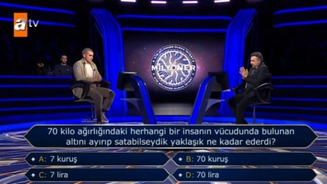 "A: 7 kuru", "B: 70 kuru", "C: 7 lira" ve "D: 70 lira" seenekleri arasnda kararszlk yaayan yarmac bir sre dnd.