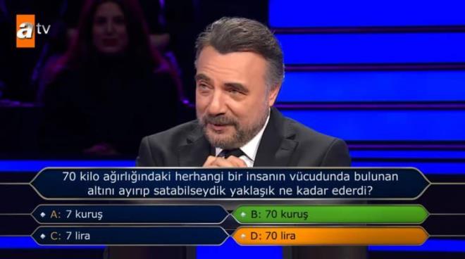 Ancak doru yant "B" kk "70 kuru" olacakt.