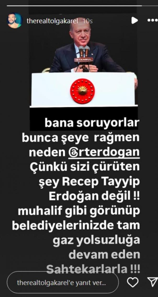 "Bana soruyorlar, ?Bunca eye ramen neden Recep Tayyip Erdoan?? diye. nk sizi rten, lkenin sorunlarn derinletiren Recep Tayyip Erdoan deil! Asl sorun, muhalif gibi grnp belediyelerde yolsuzlua tam gaz devam eden sahtekarlardr!"