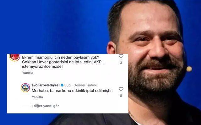 CHP'li Avclar Belediyesi, Ekrem mamolu'na destek vermedii iin linlenen Gkhan nver'in gsterilerini iptal etti.