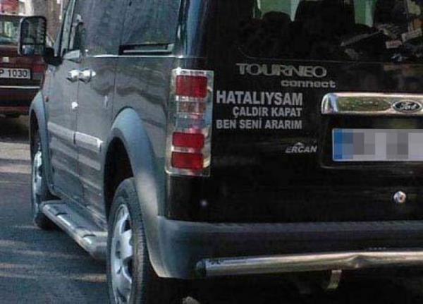 Arabann arkasna 'hatalysam ara'yazp numaray vermemek