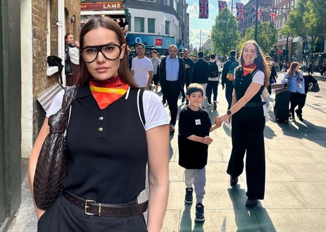 Ei Burak zivit ve oullaryla Birleik Krallk'n bakenti Londra'ya giden Fahriye Evcen sosyal medyay aktif kullanan isimlerden.