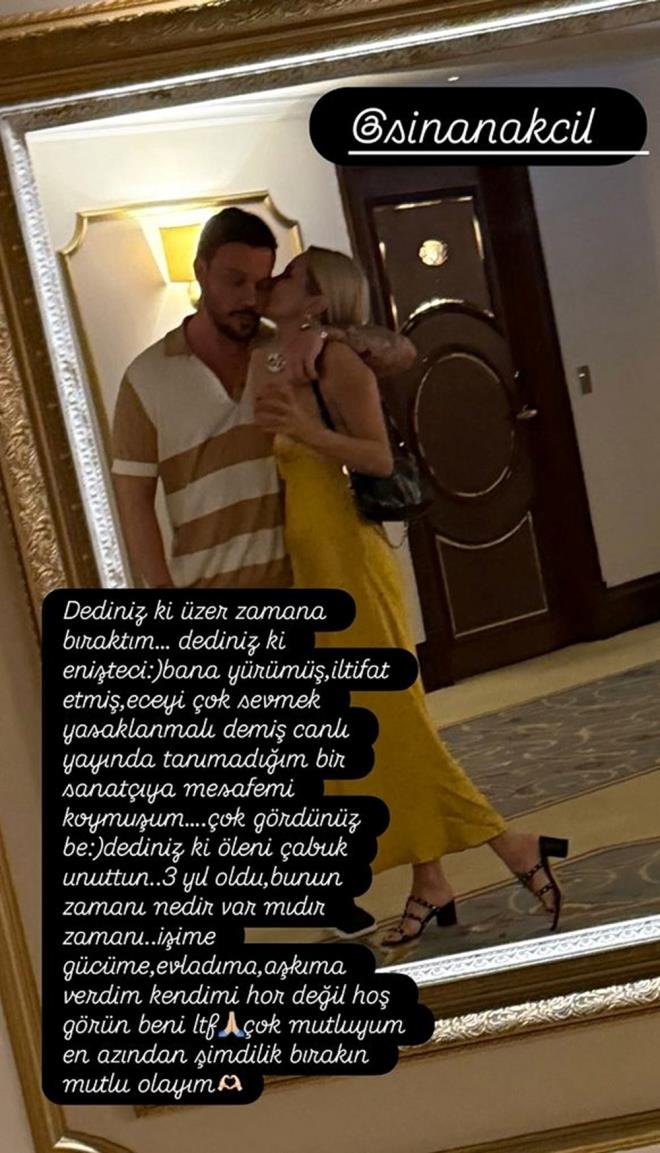 "BIRAKIN MUTLU OLAYIM"    Ece Erken eletirilere "Dediniz ki zer zamana braktm... Dediniz ki eniteci. Bana yrm, iltifat etmi Ece'yi ok sevmek yasaklanmal demi canl yaynda tanmadm bir sanatya mesafemi koymuum. ok grdnz be. Dediniz ki leni abuk unuttun... 3 yl oldu bunun zaman nedir var mdr zaman... ime, gcme, evladma, akma verdim kendimi hor deil ho grn beni. ok mutluyum, en azndan imdilik brakn mutlu olaym" diye yant verirken; Sinan Akl da ?Brakn herkes istediini yaasn. Ak yaamaktan korkmayn? demiti.