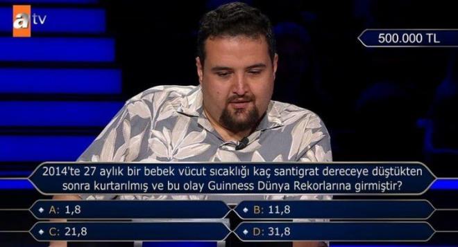 Joker haklarn doru bir ekilde kullanan ve hzla yarmada ilerleyen Tusuz, 500 bin TL deerindeki 11'inci soruyu atrmaya hak kazand.