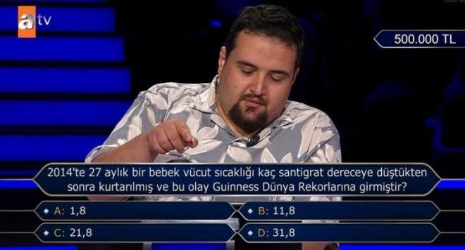 "A- 1,8", "B- 11,8", "C- 21,8" ve "D- 31, 8" seenekleri arasnda kararszlk yaayan yarmac, son joker hakkn kullanma karar ald.