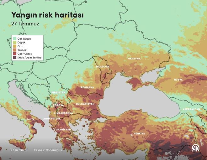 Avrupa genelinde hava scaklklar ok yksek seviyede etkisini srdryor.    Trkiye'de Bursa, Karabk, Uak ve Kahramanmara'ta orman yangnlaryla zorlu mcadele srerken, Avrupa'nn Akdeniz'e kys olan lkelerinde de alevler byyor.  Yunanistan ve talya, bu lkelerin ilk sralarnda yer alyor.