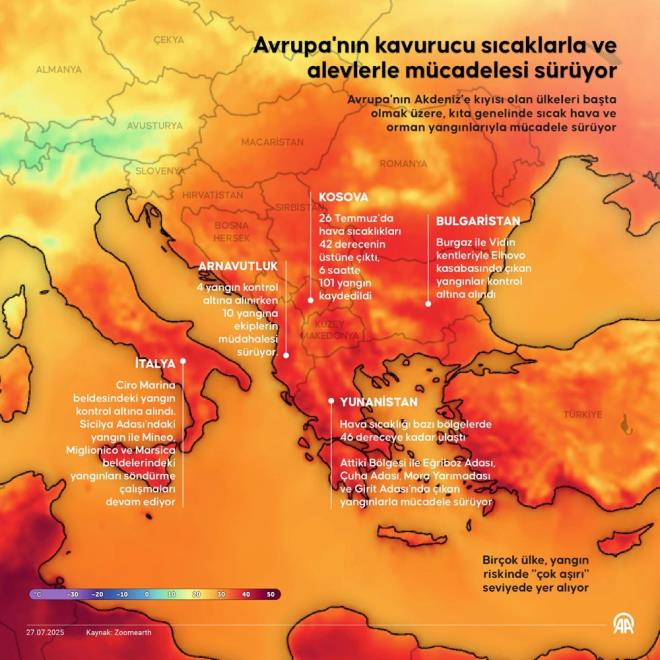 YUNANSTAN'DA RSK BYK    Yunan basnnda yer alan haberlere gre dnden bu yana itfaiye ekipleri alevlerle mcadele ediyor.    Yetkililer, bugn hava scaklnn krmzda seyretmesi, rzgarlarn ise kuvvetli esmesi nedeniyle 11 blgenin ok yksek risk altnda olduu uyarsnda bulundu.    tfaiye tekilatnn basn szcs Vasilis Vathrakogiannis, yapt acil basn aklamasnda, itfaiyecilerin gece boyu sren mcadelesinin ardndan, u anda ou blgede durumun iyiletiini vurgulad.