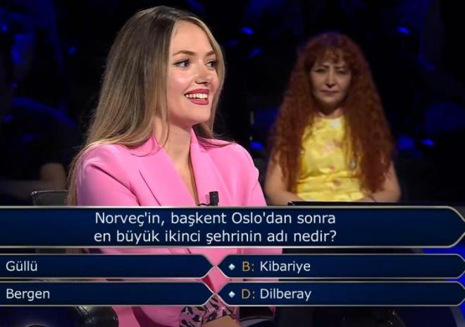 "A- Gll", "B- Kibariye", "C- Bergen" ve "D- Dilberay" seenekleri hem izleyenleri hem de yarmacy gldrd.