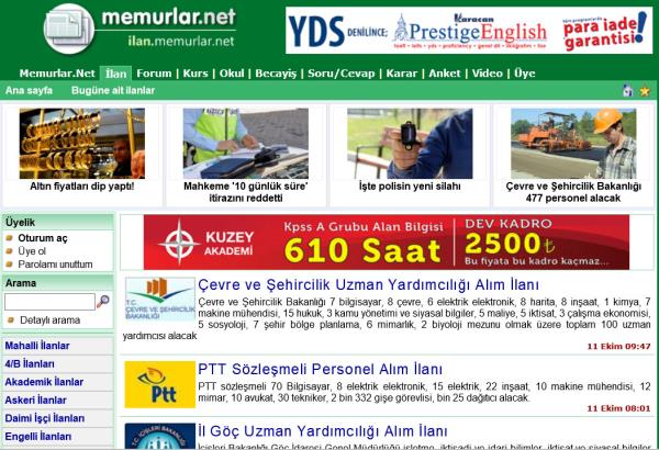 <p>Gncel tm ilanlar takip etmek iin <a href="http://ilan.memurlar.net" target="_blank">http://ilan.memurlar.net</a>     sayfasn takip edin. Ayrca <b>Turkcell</b> aboneleri ISBUL yazp 7777&#8217;ye gndererek,     <b>AVEA</b> aboneleri de KPSS yazp 9090&#8217;a gndererek ilanlar cep telefonlarna     alabilirler. Bu hizmetin bedeli operatrlerce haftalk 1 lira olarak cretlendirilmektedir.   </p>