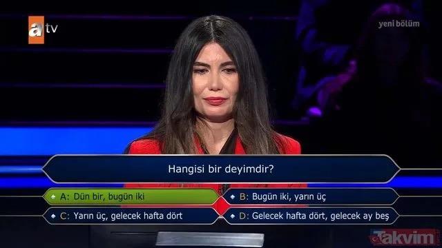 Yarmac <strong>"Hangisi bir deyimdir?"</strong> sorusu iin joker hakkn kulland. Seyircilerin tamam A kk olan <strong>"Dn bir, bugn iki"</strong> kkn seti.