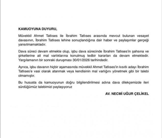 Avukat, sz konusu iddialarn gerei yanstmadn, davann henz devam ettiini belirterek;&nbsp;