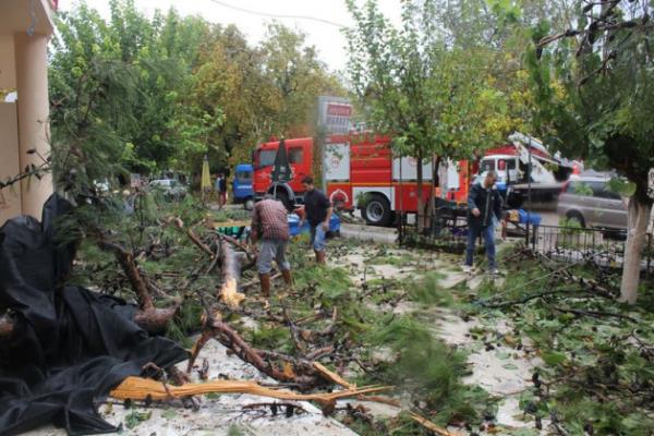 Dn balayan ve gn boyu etkisini srdrerek gece de devam eden saanak, Urla?da hortum olumasna neden oldu. zbek kynde sabah saat 05.30 sralarnda oluan hortum nedeniyle kydeki okulun ve evlerin ats ile kaplar utu.