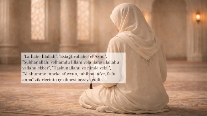 <p><span style="color:#FFFFFF"><strong><span style="background-color:#008080">�aban Ay�'nda �ekilecek zikir ve tesbihler</span></strong></span></p><ul><li>"La �lahe �llallah", "Esta�firullahel el Azim", "Subhanallahi velhamd� lillahi vela ilahe illallahu vallahu ekber", "Hasbunallahu ve nimle vekil", "Allahumme inneke afuvvun, tuhibbul afve, fa'fu anna" zikirlerin �ekilmesi tavsiye edilir.</li></ul>