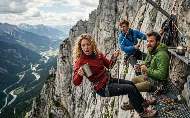 Tam 70 metre y�kseklikte kayal�klara sabitlenmi� bir platformda denize kar�� ayaklar�n�z� bo�lu�a sallayarak kahve yudumlama fikri kula�a ��lg�nca geliyor olabilir. Ancak bu "u�" deneyim milyonlarca adrenalin tutkununun ilgisini �ekiyor.