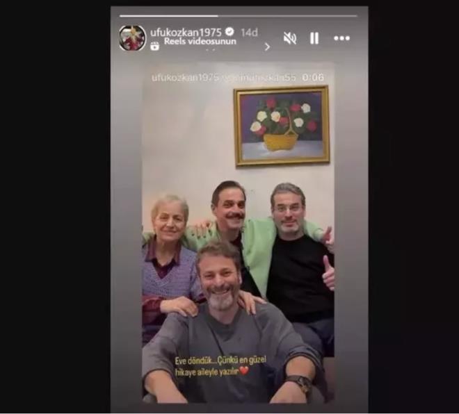 "EN G�ZEL H�KAYE A�LEYLE YAZILIR"<br>  <p>Evine d�ner d�nmez ailesiyle �ekildi�i ne�eli bir foto�raf� takip�ileriyle payla�an Ufuk �zkan, "Eve d�nd�k. ��nk� en g�zel hikaye aileyle yaz�l�r" notunu d��m��t�.</p>