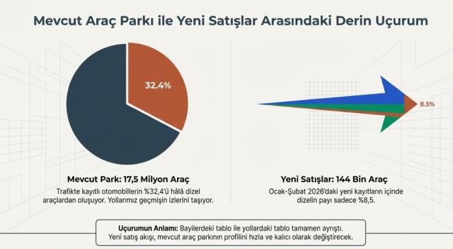 <p><strong>TOPLAM KAYIT SAYISI 144 B�N� A�TI</strong></p><p>Resmi verilere g�re 2026'n�n ilk iki ay�nda trafi�e kayd� yap�lan otomobil say�s� 144 bin 279 olarak ger�ekle�ti. Bu d�nemde sadece sat�� adetleri de�il, yak�t t�rlerine g�re da��l�m da �nemli �l��de de�i�ti. �zellikle enerji maliyetlerindeki oynakl�k, t�keticiyi daha ekonomik ve s�rd�r�lebilir se�eneklere y�nlendirdi.</p>