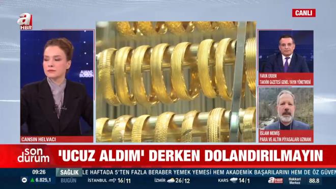 Sava� gerilimi ve jeopolitik belirsizlik alt�n piyasas�nda dalgal� seyri k�r�kl�yor. Manip�latif haber ak��lar�n�n etkisiyle yat�r�mc�lar y�n bulmakta zorlan�yor. A Haber canl� yay�n�na kat�lan Finans Analisti �slam Memi�, bu ortam�n y�l sonuna kadar s�rece�ini vurgulayarak<strong> "Bu manip�lasyon piyasas�n� bilerek veya bilmeyerek devam ettirecekler, burada teredd�d�m�z yok"</strong> ifadelerini kulland�.